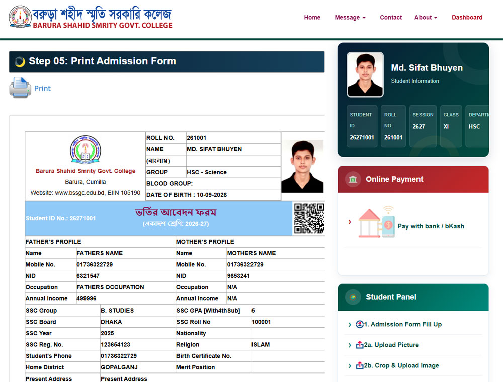 Admission Form
